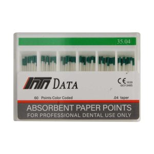  ویژگی‌های کن کاغذی4% - Paper Points: - استریل - جذب عالی - بسیار جاذب، محکم و انعطاف‌پذیر - مناسب برای خشک کردن و جذب مواد مایع موجود در کانال ریشه - تقارب: 4% - سایزبندی: 15(سفید)،20 (زرد)، 25 (قرمز), 30 (آبی)، 35 (سبز)، 40 (سیاه)، 45 (سفید)، 50 (زرد)، 55 (قرمز)، 60 (آبی)، 70 (سبز)، 80 (سیاه)، 15-40، 45-80 - تعداد در بسته: 60 عدد