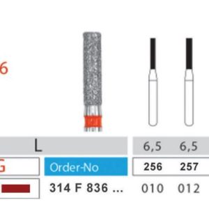 فرز الماسه دیاتیز استوانه‌ ای ته صاف دور قرمز 836 - DIATIZ Fissure Dental Diamond Bur 836