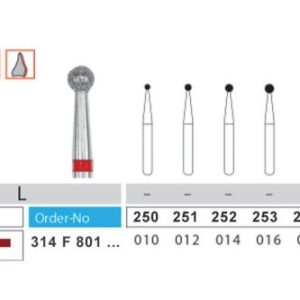 فرز الماسه روند دور قرمز 801-Dental Diamond Burs 801